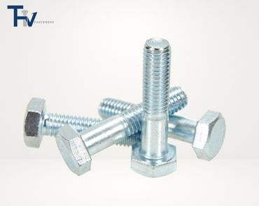 Các loại bu lông lục giác ren lửng (hex head bolts partial thread) mạ kẽm của THV Fasteners, chuyên dùng cho các ứng dụng kết cấu.