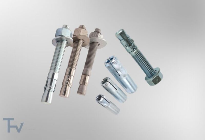 Three high-strength anchor fasteners from THV Fasteners, showing their sharp points and flat heads, designed for fastening .
