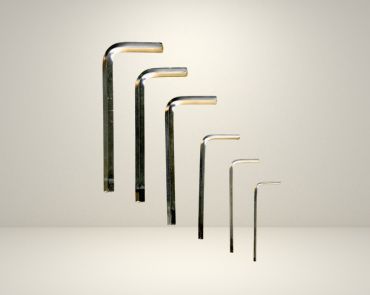 A series of five zinc-plated hex keys of different sizes from THV Fasteners, showing their bright and protective finish.