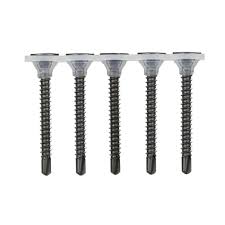White collated plastic with black drywall drilling point screw